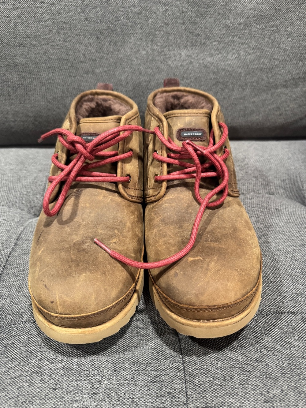UGG For Men Boots Neumel Waterproof Leather / Wool Grizzly Brown US Size 10
